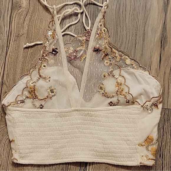 Free People Sequin Summer halter Crop Top - Picture 3 of 5